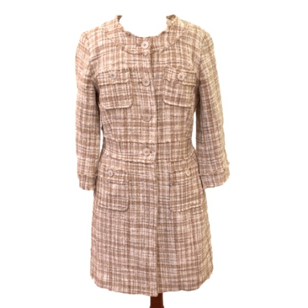Talbots Boucle Woven Tweed Button Down Duster Overcoat Blazer Lagenlook SZ 4 NWT